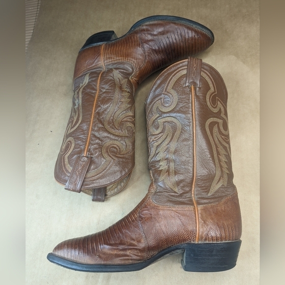 Tony Lama boots men's size 9.5EE. Exotic Genuine Brown Teju Lizard leather class - Picture 7 of 12